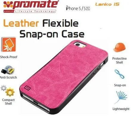 Promate Lanko.i5 iPhone 5 Hand-Crafted Leather Case 2 Big_Lank0.i5-pink-01.jpg. Promate Lanko.i5 iPhone 5 Hand-Crafted Leather Case