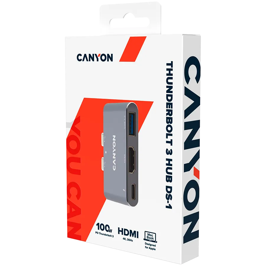 CANYON DS-1, Multiport Docking Station with 3 port, with Thunderbolt 3 Dual 10 240621140039350315.jpg. CANYON DS-1, Multiport Docking Station with 3 port, with Thunderbolt 3 Dual