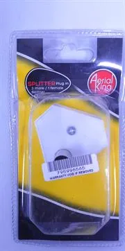 6009504700168-001B.jpg. Aerial King Splitter Plug In 2-Way F-M-M Blister