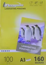 LP160A3G-001a.jpg. Penguin A3 Laminating Gloss Pouches 100pcs Pack 160 Microns –Designed To Protect And Enhance Documents