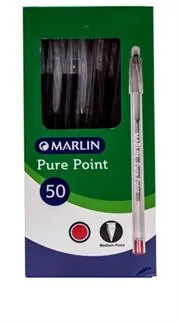 6009608641893-header-1.jpg. Marlin Pure Point Transparent Barrel Pen Red Ink Box of 50- Smooth Writing