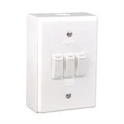 Lesco LSS Range 3 Lever 3x1 Way Switch Shrink Wrapped Surface Box - Fully assembled complete with extension box and retaining screws 2 LS6342-001.jpg. Lesco LSS Range 3 Lever 3x1 Way Switch Shrink Wrapped Surface Box - Fully assembled complete with extension box and retaining screws