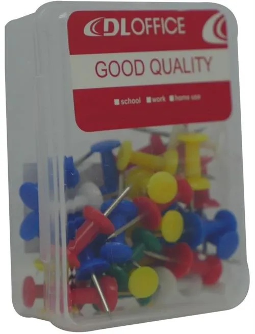 DLOffice Multicolour 24mm Pushpins Thumb Tacks Plastic Tub of 40 Pieces- For Attaching Notes 2 Big_BW-DL047-001.jpg. DLOffice Multicolour 24mm Pushpins Thumb Tacks Plastic Tub of 40 Pieces- For Attaching Notes