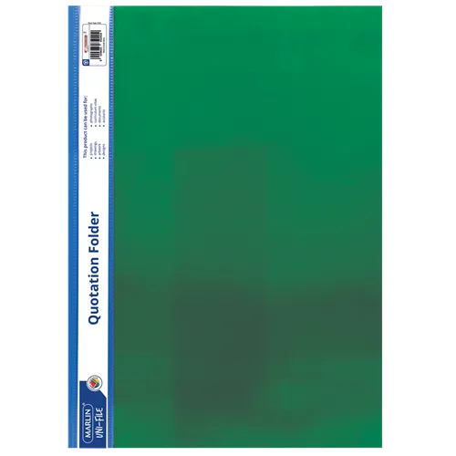 Marlin A4 Green Quotation and Presentation Folder- Clear View Front 2 Big_6009685850409GRN-header25421.png. Marlin A4 Green Quotation and Presentation Folder- Clear View Front
