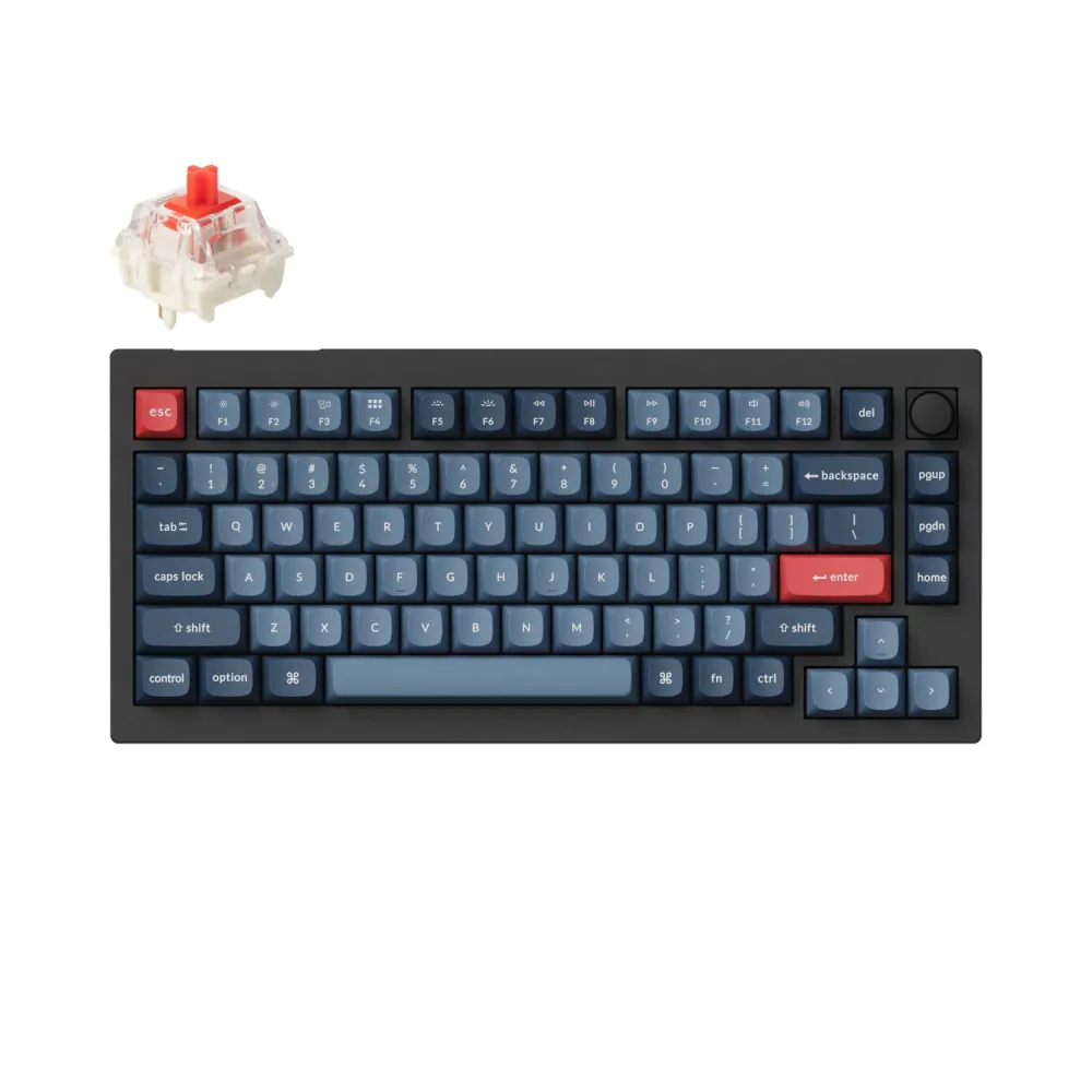 Keychron V1 Max QMK/VIA Wireless Custom Mechanical Keyboard | Red Switches - Black 2 KEYCHRON-V1MAX-75-RED-GATJUP-RGB-WL-KB-wr-01a.jpg. Keychron V1 Max QMK/VIA Wireless Custom Mechanical Keyboard | Red Switches - Black