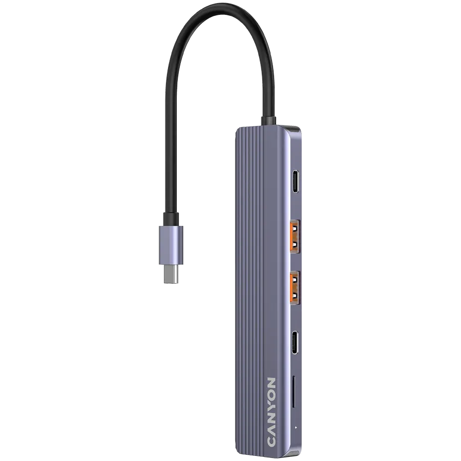 CANYON hub DS-17 6in1 4k USB-C Grey 2 240801160013180456.jpg. CANYON hub DS-17 6in1 4k USB-C Grey