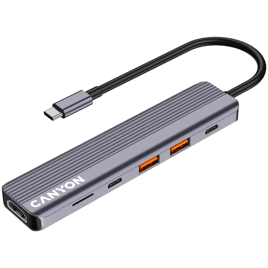 CANYON hub DS-17 6in1 4k USB-C Grey 3 240801160013283365.jpg. CANYON hub DS-17 6in1 4k USB-C Grey