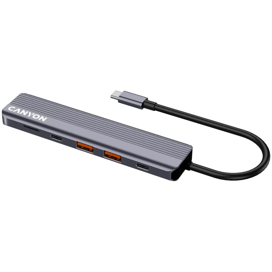 CANYON hub DS-17 6in1 4k USB-C Grey 6 240801160013390975.jpg. CANYON hub DS-17 6in1 4k USB-C Grey