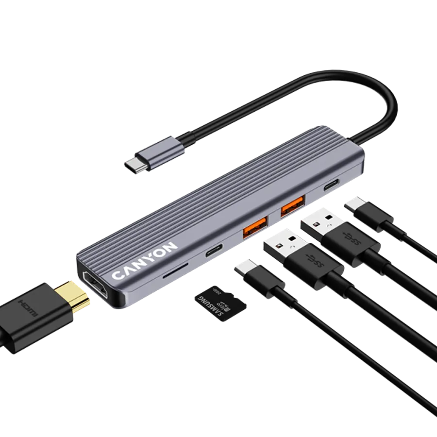 CANYON hub DS-17 6in1 4k USB-C Grey 7 240801160013447818.jpg. CANYON hub DS-17 6in1 4k USB-C Grey