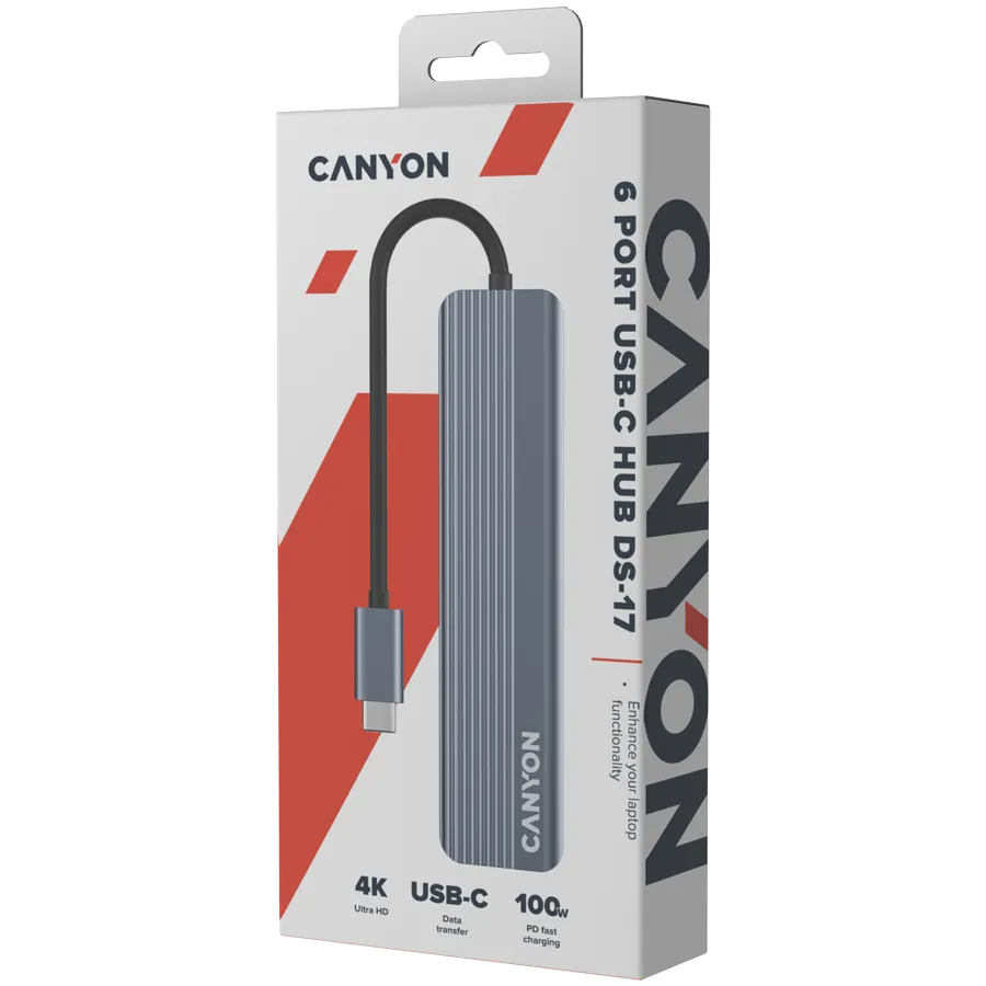 CANYON hub DS-17 6in1 4k USB-C Grey 8 240801160013493695.jpg. CANYON hub DS-17 6in1 4k USB-C Grey