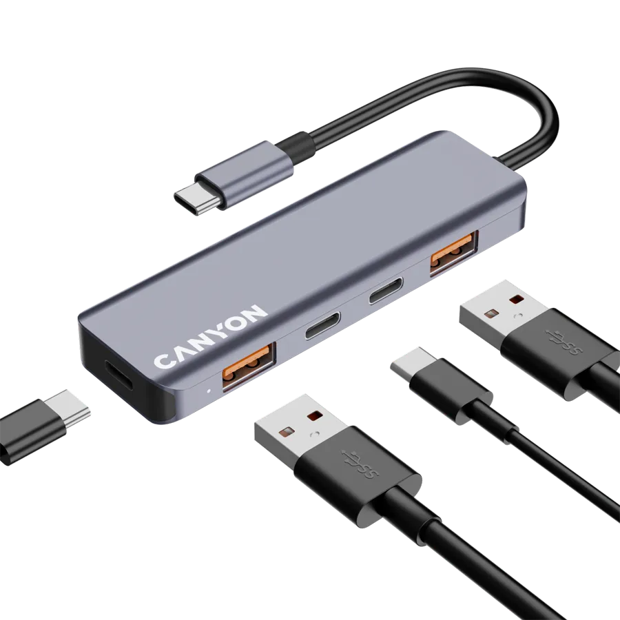 CANYON hub DS-18 5in1 USB-C Grey 6 241101150050071317.jpg. CANYON hub DS-18 5in1 USB-C Grey