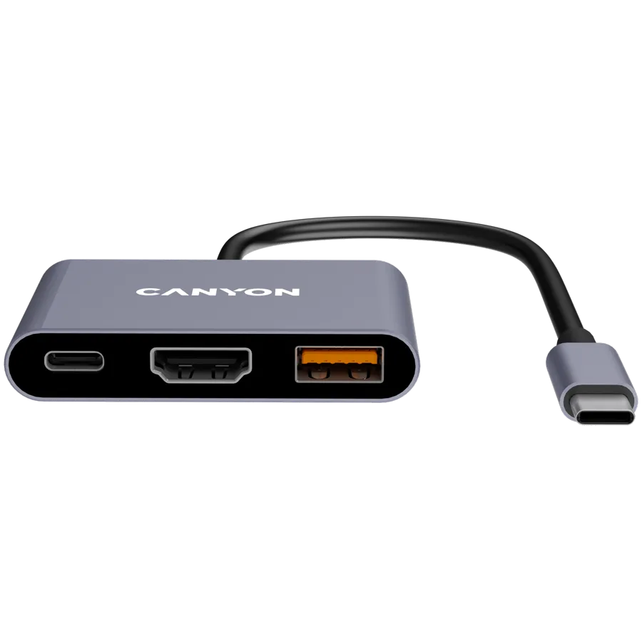 CANYON hub DS-4 3in1 USB-C Grey 1 241101150144554828.jpg. CANYON hub DS-4 3in1 USB-C Grey