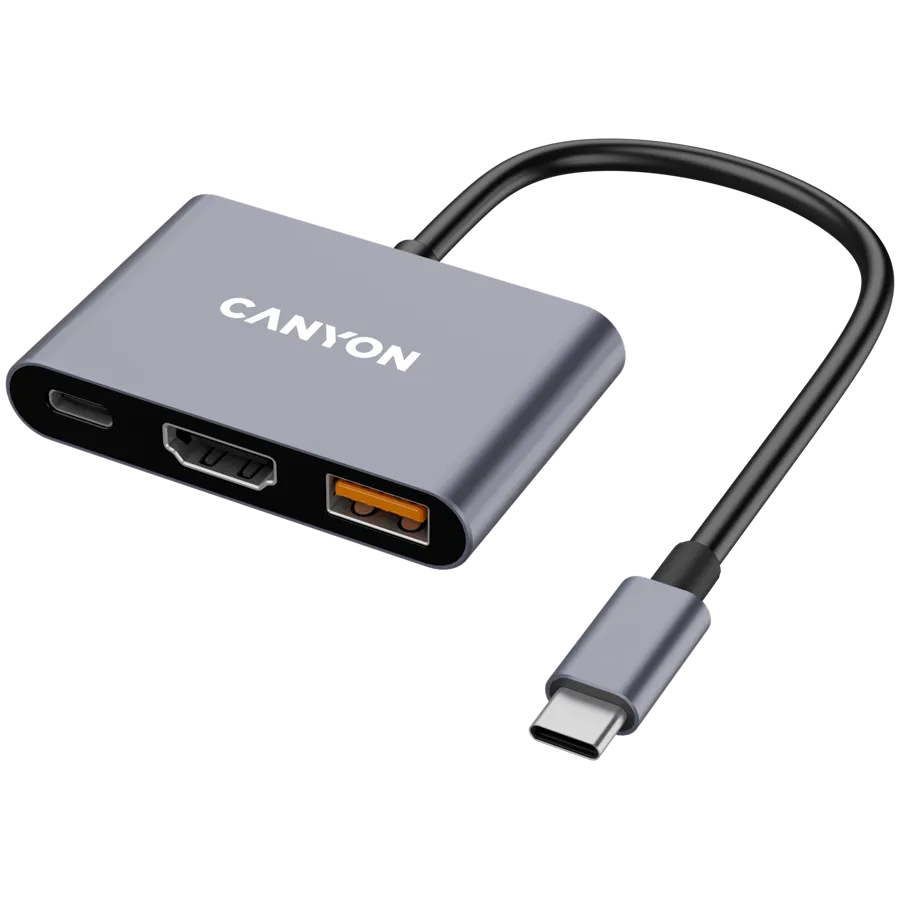 CANYON hub DS-4 3in1 USB-C Grey 3 241101150144485496.jpg. CANYON hub DS-4 3in1 USB-C Grey