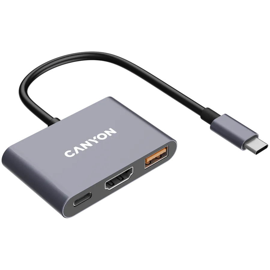 CANYON hub DS-4 3in1 USB-C Grey 4 241101150144676443.jpg. CANYON hub DS-4 3in1 USB-C Grey