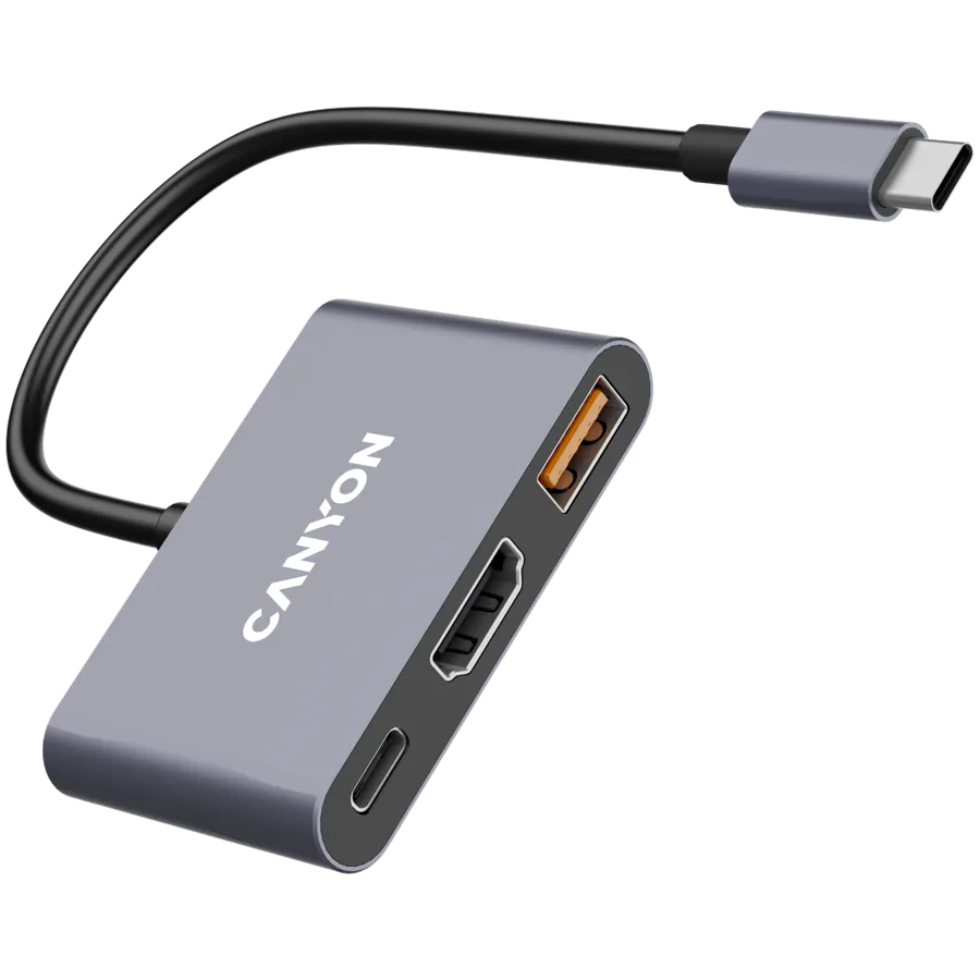 CANYON hub DS-4 3in1 USB-C Grey 5 241101150144603284.jpg. CANYON hub DS-4 3in1 USB-C Grey