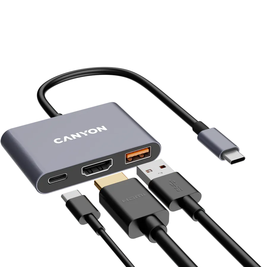 CANYON hub DS-4 3in1 USB-C Grey 6 241101150144770630.jpg. CANYON hub DS-4 3in1 USB-C Grey
