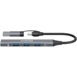 CNS-TDS02G. CANYON hub DS-02 4in1 USB-A/C Grey