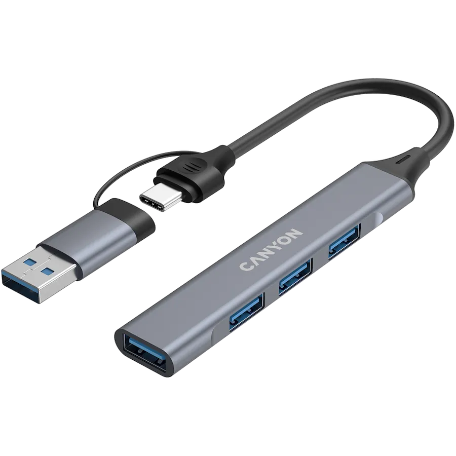 CANYON hub DS-02 4in1 USB-A/C Grey 3 250203110010765309.jpg. CANYON hub DS-02 4in1 USB-A/C Grey