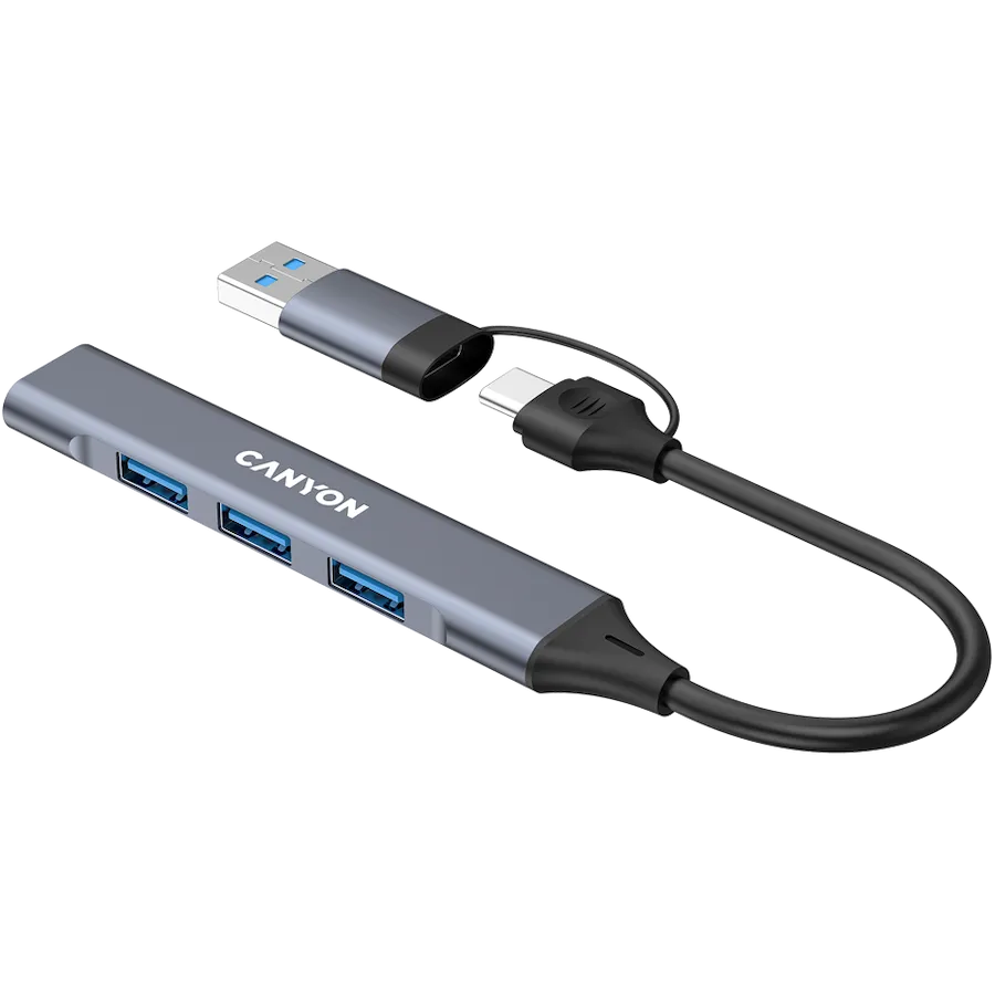 CANYON hub DS-02 4in1 USB-A/C Grey 5 250203110010811807.jpg. CANYON hub DS-02 4in1 USB-A/C Grey