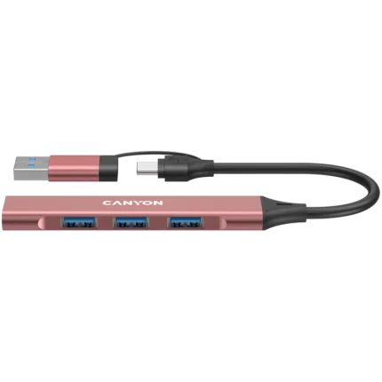 250203130010387780.jpg. CANYON hub DS-02 4in1 USB-A/C Pink
