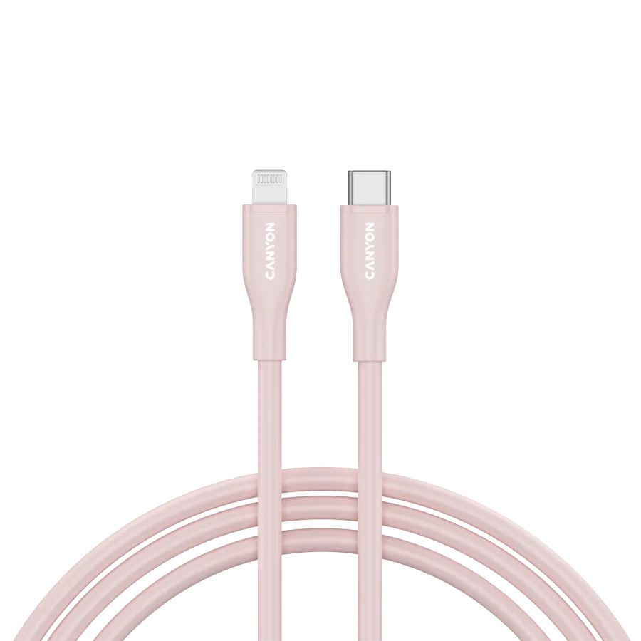 CANYON cable CLNM60 C-L 60W MFI 1m Silicon Pink 2 241209080010213470.jpg. CANYON cable CLNM60 C-L 60W MFI 1m Silicon Pink