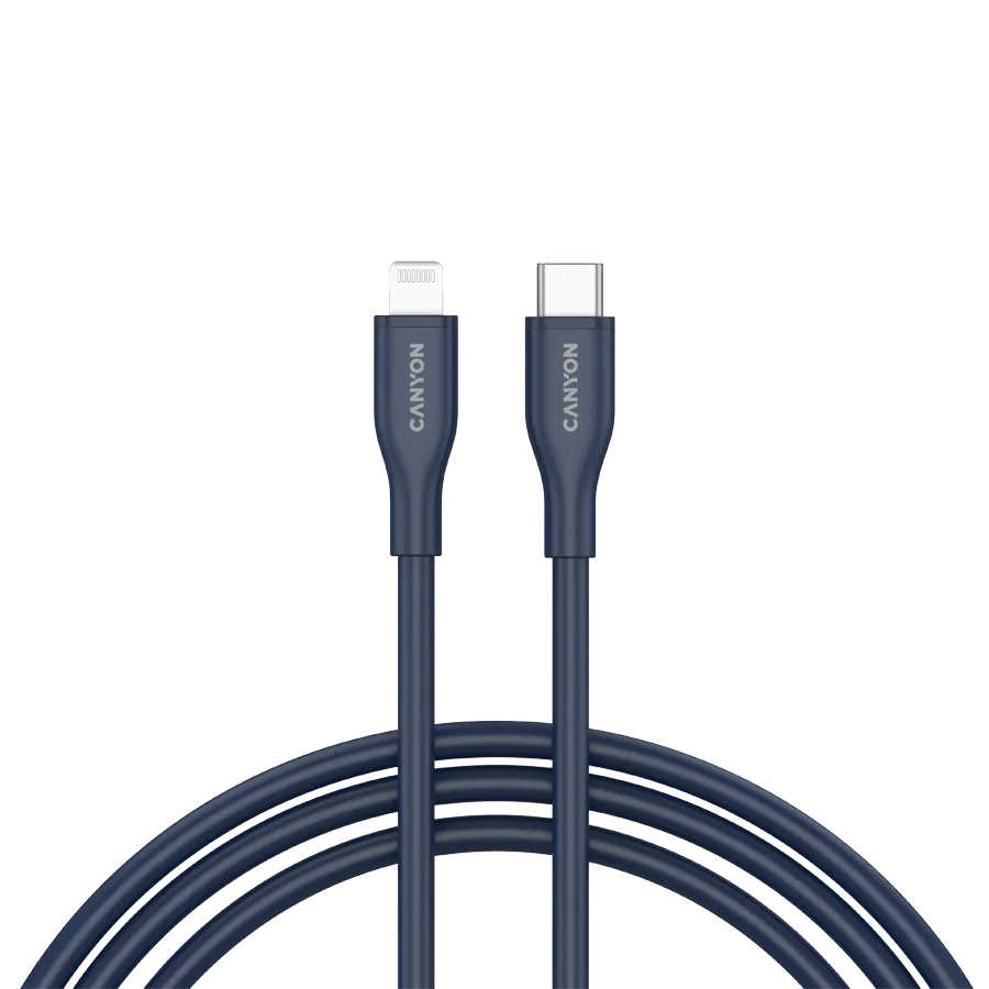 CANYON cable CLNM60 C-L 60W MFI 1m Silicon Blue 1 241209080009035551.jpg. CANYON cable CLNM60 C-L 60W MFI 1m Silicon Blue