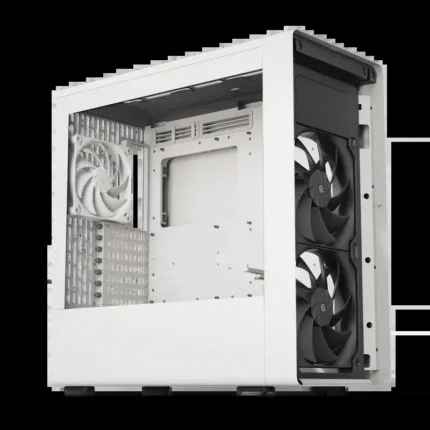 havn-product-bf-360-flow-white-03-32d790b1-1836-4f. Aerocool HAVN BF 360 White EATX case - Adjustable GPU Bracket - Supports up to 7 fans (0 incl) - 2x 3.5'' or 4x 2.5'' - 420mm Ra