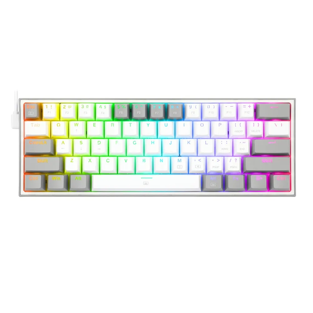 Redragon K617 FIZZ 60% Wired RGB Gaming Keyboard - White/Grey 1 RD-K617-RGB-WG_Redragon-K617-FIZZ-60-Wired-RGB-Gam. Redragon K617 FIZZ 60% Wired RGB Gaming Keyboard - White/Grey