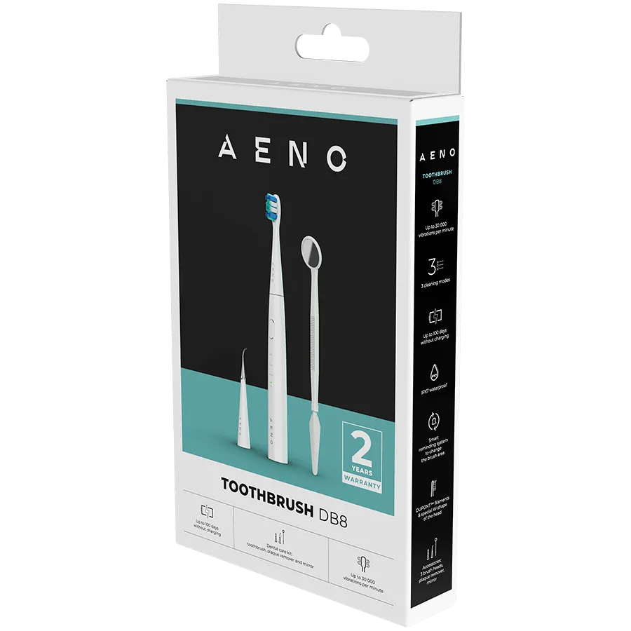 AENO Sonic Electric toothbrush, DB8: White, 3modes, 3 brush heads + 1 clean 3 241016180017471333.jpg. AENO Sonic Electric toothbrush, DB8: White, 3modes, 3 brush heads + 1 clean