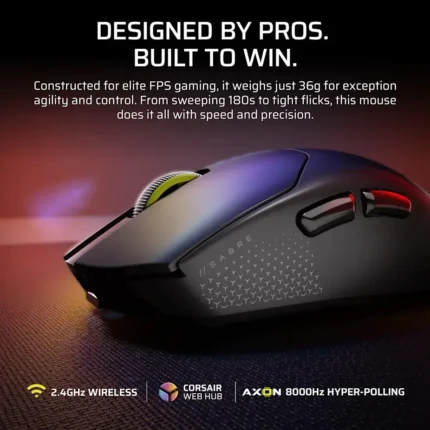 0607c66464a08bb89b70405f599a1fee2af87e6e.webp. Corsair SABRE v2 PRO ULTRALIGHT WIRELESS Gaming Mouse - Black; 33k DPI.