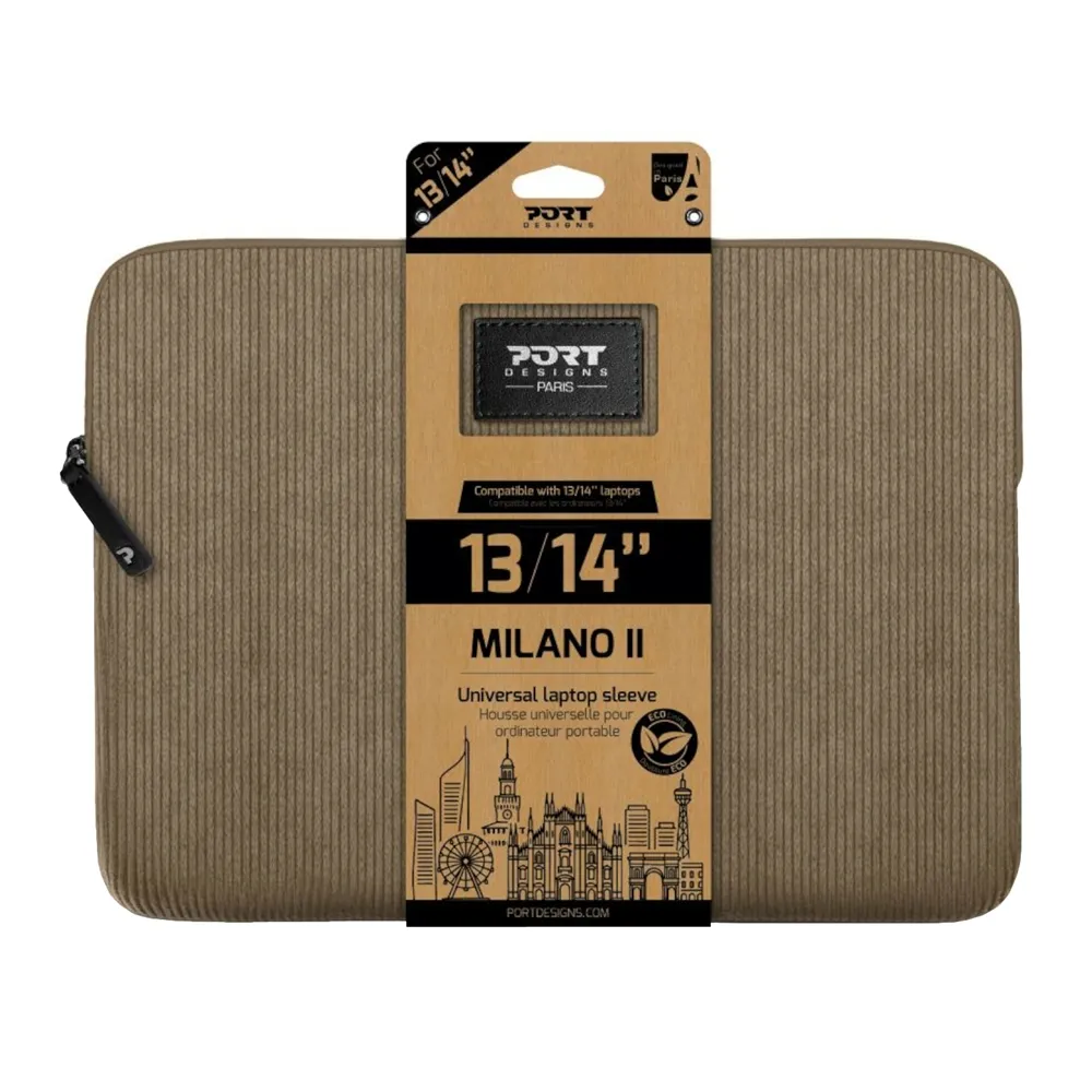 Port Designs Milano II Eco 13/14" Universal Laptop Sleeve - Desert Brown 1 140723_Port-Designs-Milano-II-Eco-13-14-inch-Unive. Port Designs Milano II Eco 13/14" Universal Laptop Sleeve - Desert Brown