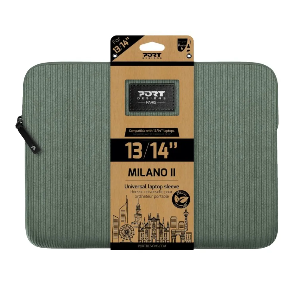 Port Designs Milano II Eco 13/14" Universal Laptop Sleeve - Sage Green 1 140722_Port-Designs-Milano-II-Eco-13-14-inch-Unive. Port Designs Milano II Eco 13/14" Universal Laptop Sleeve - Sage Green