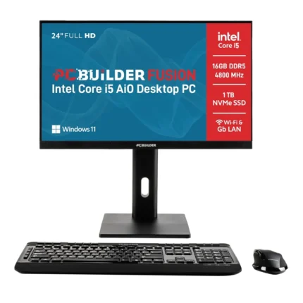 PCB-AIO-FIB24-I5161000-D5_PCBuilder-FUSION-24-inch. PCBuilder FUSION 24" Intel Core i5-12400 16GB DDR5 1TB Windows 11 AiO Desktop PC