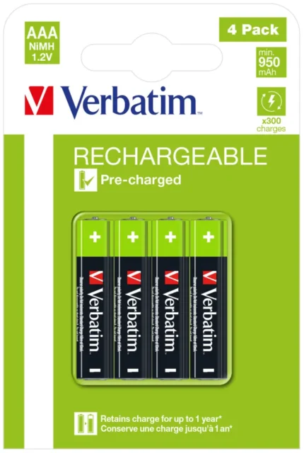 49514_default.jpg. Verbatim AAA Premium Rechargeable Batteries 4 Pack